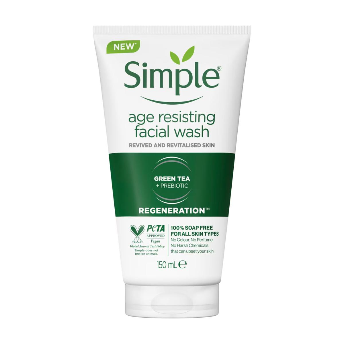 ژل شستشو ضد پیری مدل Age Resisting  - Simple Age Resisting Facial Wash 150 ml 